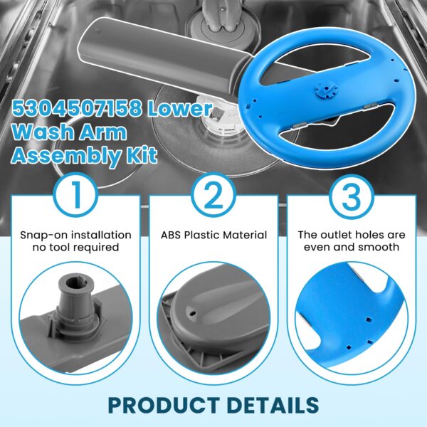 5304507158 Dishwasher Spray Arm Assembly Fit for Frigi-daire - Image 7
