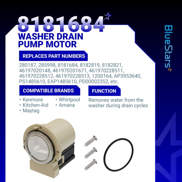 280187 8181684 Washer Drain Pump Motor Askoll m75 by BlueStars