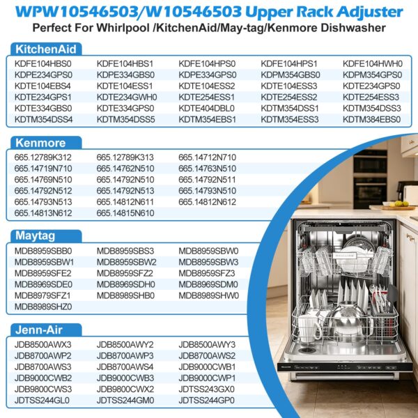UPGRADED KDTE334GPS0 KDTM354DSS4 KDPE234GPS0 W10306646 Upper Rack Adjuster - Image 2