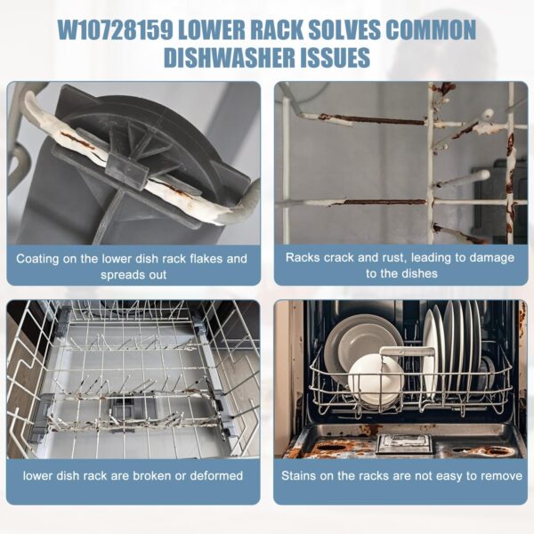 W10728159 Lower Rack Compatible with Maytag/Kenmore/KitchenAid Dishwashers