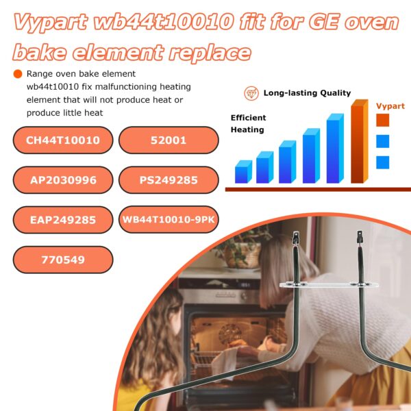 Replacement GE Oven Bottom Heating Element WB44T10010 - Compatible with GE Spectra Oven Element, 2585W, 240V, Fast Heating & Easy Installation - Image 3