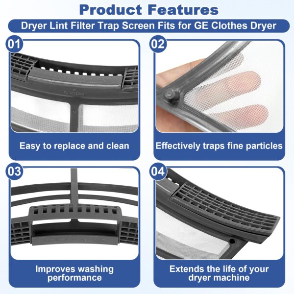 Earthtec Dryer Lint Screen Filter Replacement CompatibleWith GE WE16X32537 - Image 2
