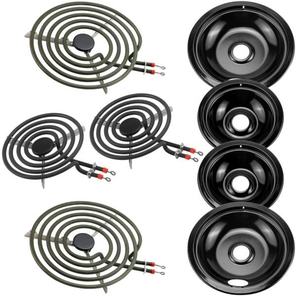 AMI PARTS 5304430149 5304430150 Porcelain Burner Drip Pan Cooktop Set