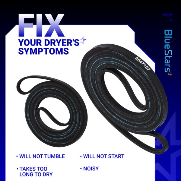BlueStars Ultra Durable 8547157 Dryer Drum Belt 94 in Replacement Part - Compatible with Whirlpool & Kenmore Dryers - Replaces WP8547157 AP6013152