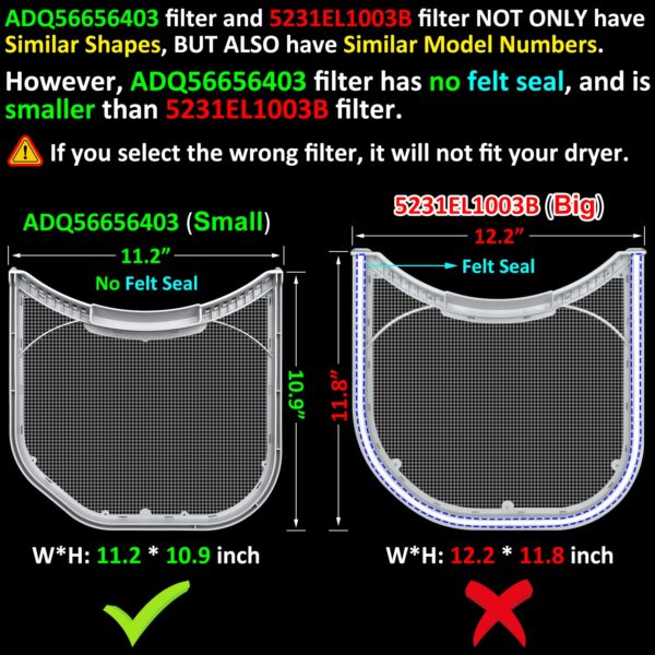 Jolaxy ADQ56656403 Lint Filter Replacement for LG Dryers & WashTowers, Ultra Durable Dryer Lint Screen Trap, Compatible with Part Number AP7012980 PS16546780 - Image 2