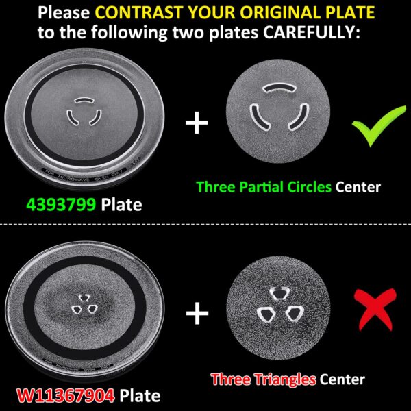 Jolaxy 12" Turntable Plate Replacement for Whirlpool Kenmore Maytag Amana Estate Microwaves, 4393799 Glass Cooking Tray with Three Partial Circles Center - Image 6