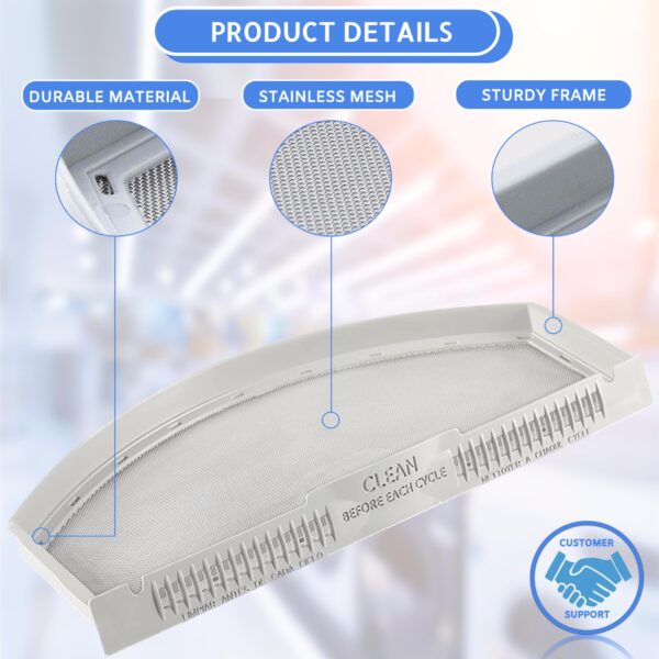 Compatible Lint Filter for GE GTD33GASK0WW, GTD33EASK0WW, GTX33GASK0WW, GTX33EASK0WW Dryer Models - Image 2