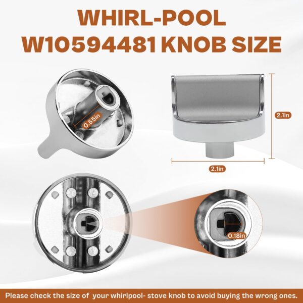 TOMOON 𝗦𝘁𝗮𝗶𝗻𝗹𝗲𝘀𝘀 𝗦𝘁𝗲𝗲𝗹 W10594481 Gas Range Stove Knobs - Image 3