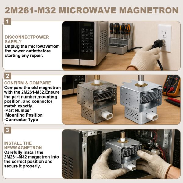 2M261-M32 Magnetron Compatible with Panasonic Whirlpool LG Microwave Oven - Image 2