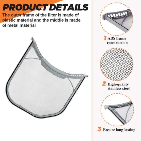 【𝟮𝟬𝟮𝟲 𝘂𝗽𝗴𝗿𝗮𝗱𝗲】ADQ56656401 DLEX3700W DLE3400W DLE3500W Dryer Lint Filters replacement for LG kenmore by Beaquicy-Positively reviewed for sturdiness with UPGRADED STAINLESS STEEL METAL SCREEN