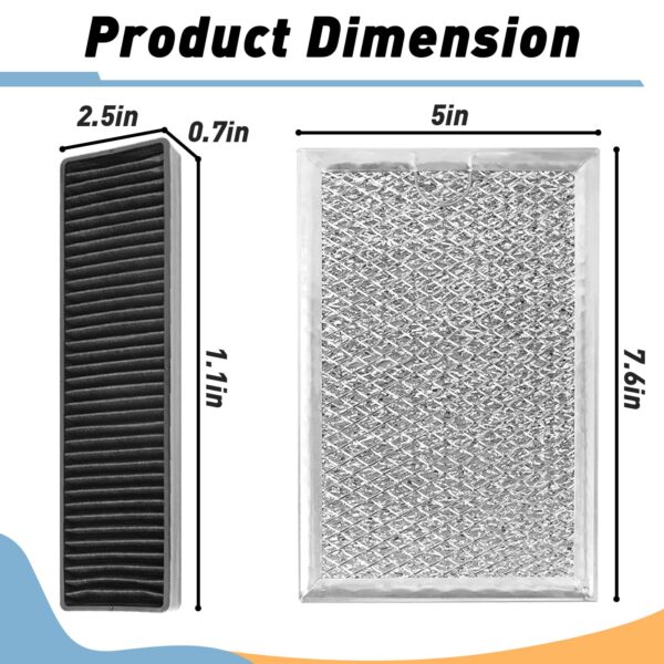 6PCS Microwave Grease Filter & Charcoal Filter Set Compatible with LG LMV2031ST, LMV2031BD, LMHM2237ST, LMH2235ST, Microwave Filter Replacement Replace 5230W1A003A 5230W1A012B