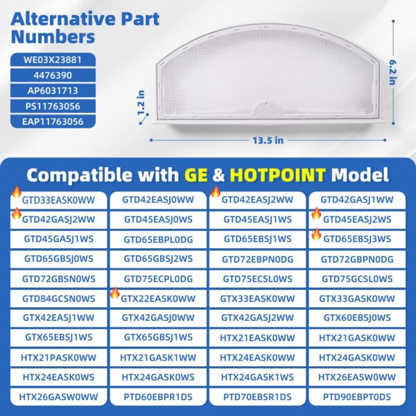 WE03X23881 Dryer Lint Trap Replacement for GE Hotpoint, Replaces PS11763056