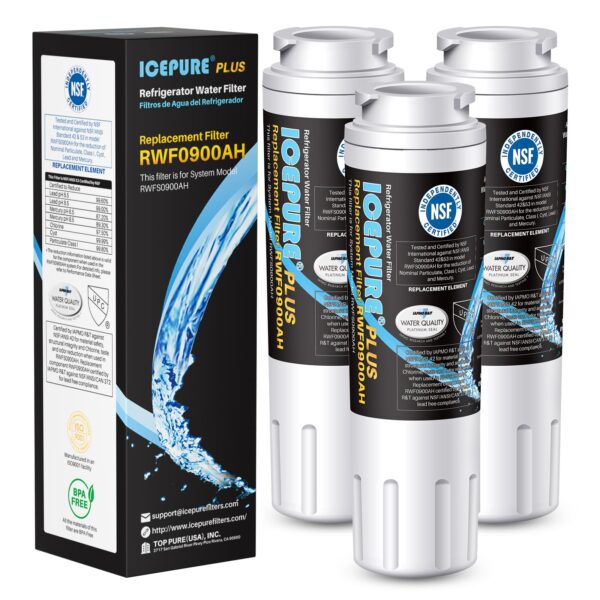 ICEPURE PLUS UKF8001 Replacement for Whirlpool Filter 4, EDR4RXD1, 3 Pack