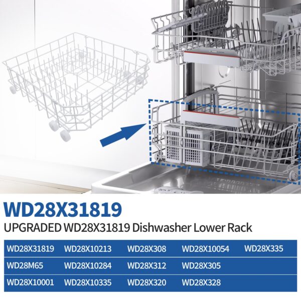 WD28X31819 WD28X10284 Replacement Lower Dishwasher Rack Compatible with GE - Image 2