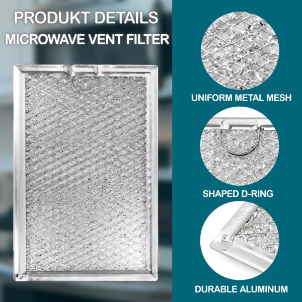 [2 Pack] WB06X10309 Microwave Grease Filter Replacement 7.62" x 5.12" – Fits GE Stove WB06X10359, Hotpoint, Kenmore & LG Microwaves – Aluminum Mesh Vent Filters for Over-the-Range Ovens